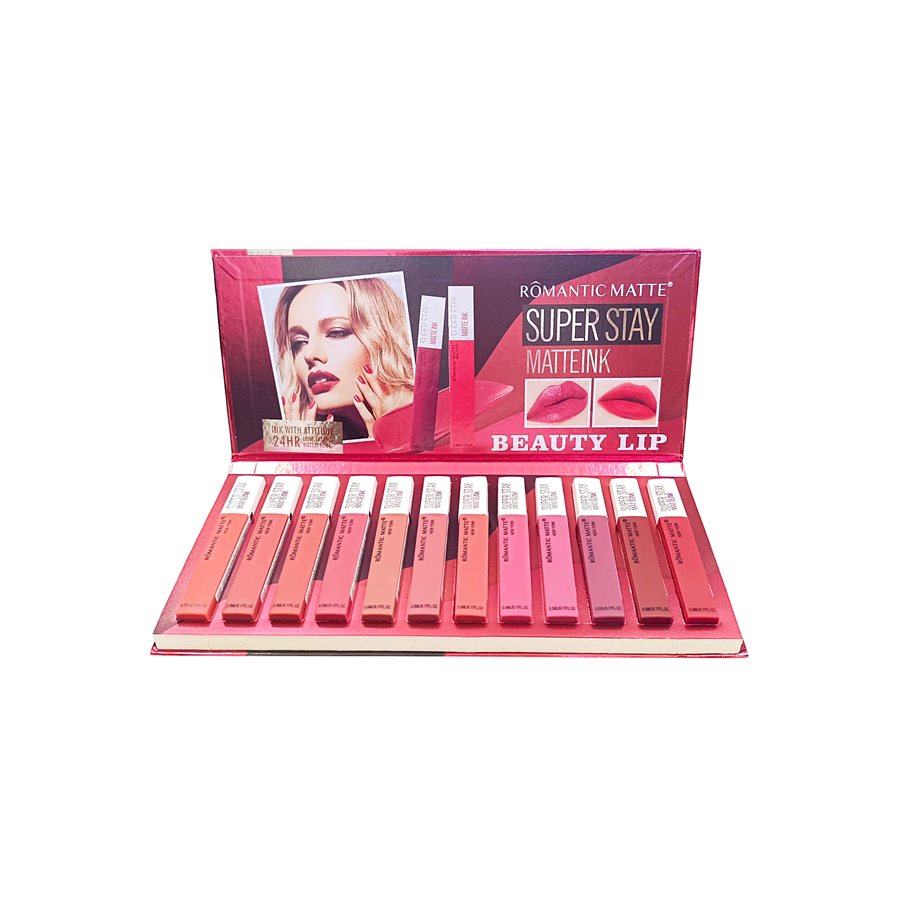 💄 Pack 12 Labiales Líquidos Super Stay Matte Ink – Romantic Matte